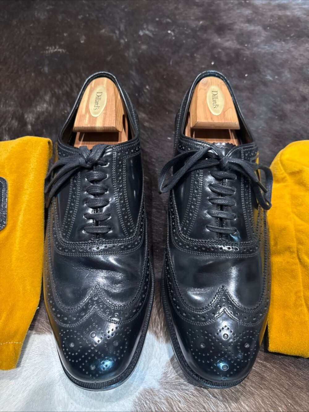Florsheim Mens Black Wingtip Oxford Dress  Shoes Sz 10.5 3E